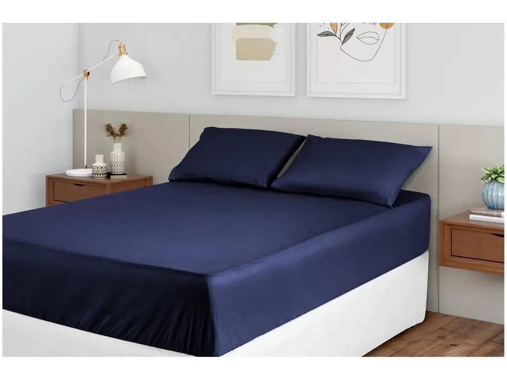 Jogo de Cama Casal Azul Marinho – Conforto, Elegância e Qualidade