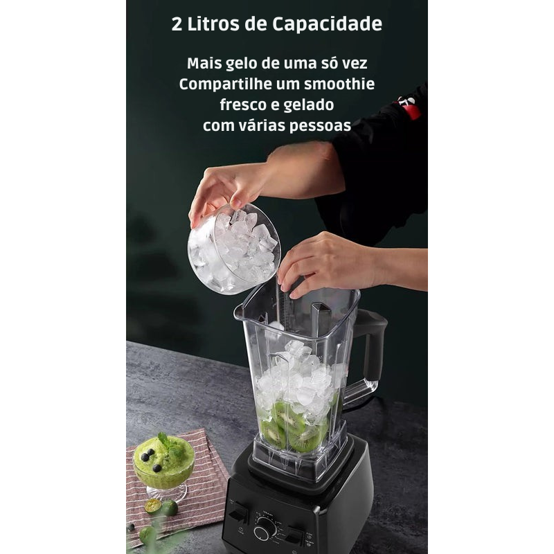 Liquidificador Processador de Alimentos 2L com Velocidade Ajustável para Sucos e Smoothies