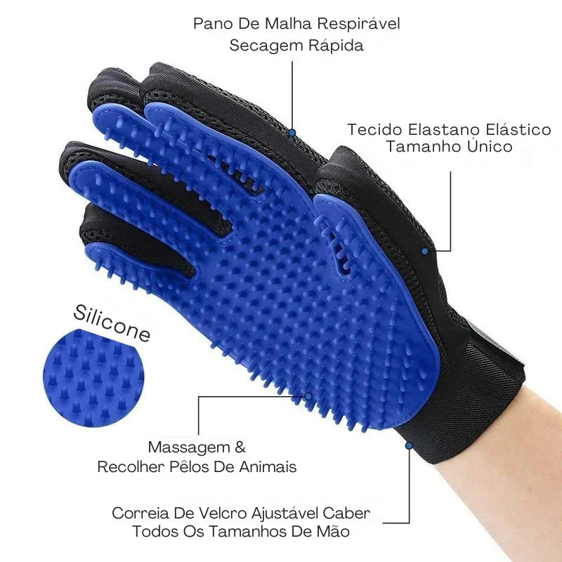 Luva de Silicone para Pets – Escovação, Banho e Limpeza de Cães e Gatos