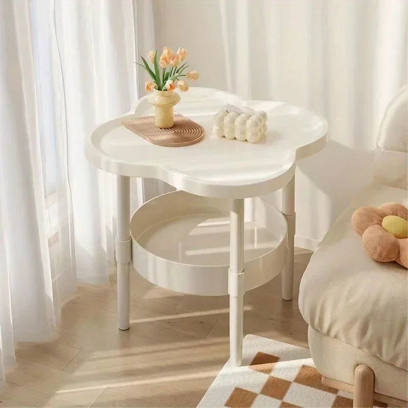 Mesa Auxiliar Portátil com Prateleiras – Mesa de Cabeceira Moderna com Rack de Armazenamento