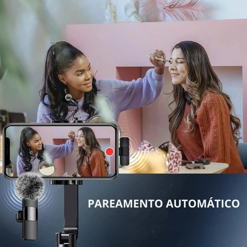 Microfone de Lapela Sem Fio – Lavalier Profissional para Celular, iPhone, Android e Gravações