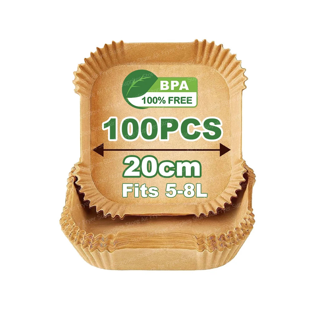 Papel Antiaderente Quadrado para Air Fryer – Praticidade, Limpeza Fácil e Cozimento Uniforme