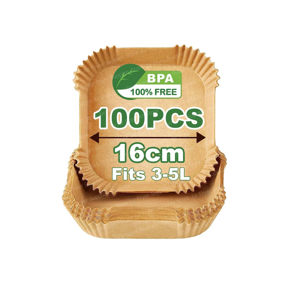 Papel Antiaderente Quadrado para Air Fryer – Praticidade, Limpeza Fácil e Cozimento Uniforme