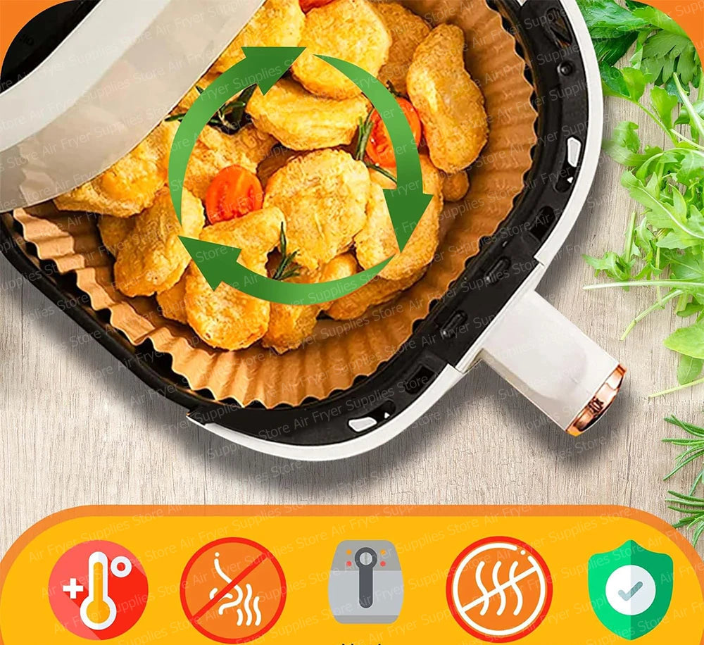Papel Antiaderente Quadrado para Air Fryer – Praticidade, Limpeza Fácil e Cozimento Uniforme