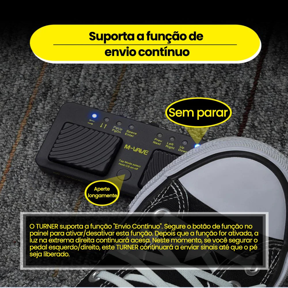 Pedal Passador de Página M-VAVE Cube Turner Pro Bluetooth Recarregável