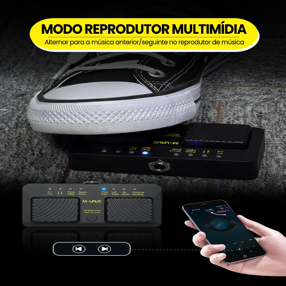 Pedal Passador de Página M-VAVE Cube Turner Pro Bluetooth Recarregável