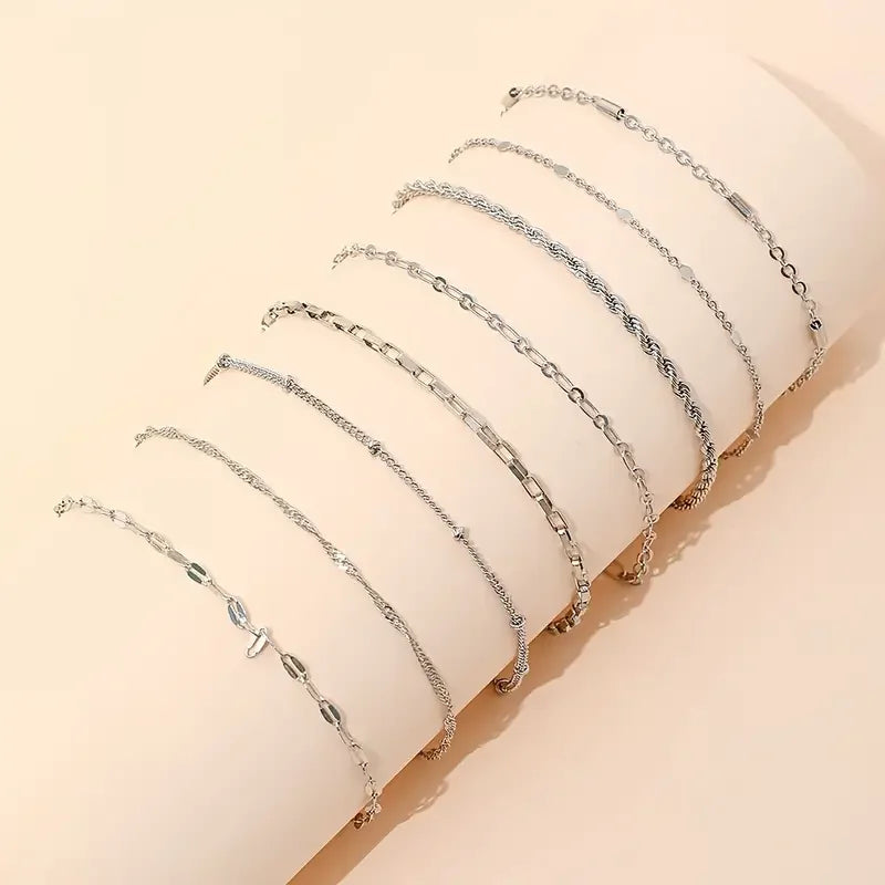 Kit Pulseiras Douradas Femininas – 11 Unidades Ajustáveis com Corrente Torcida