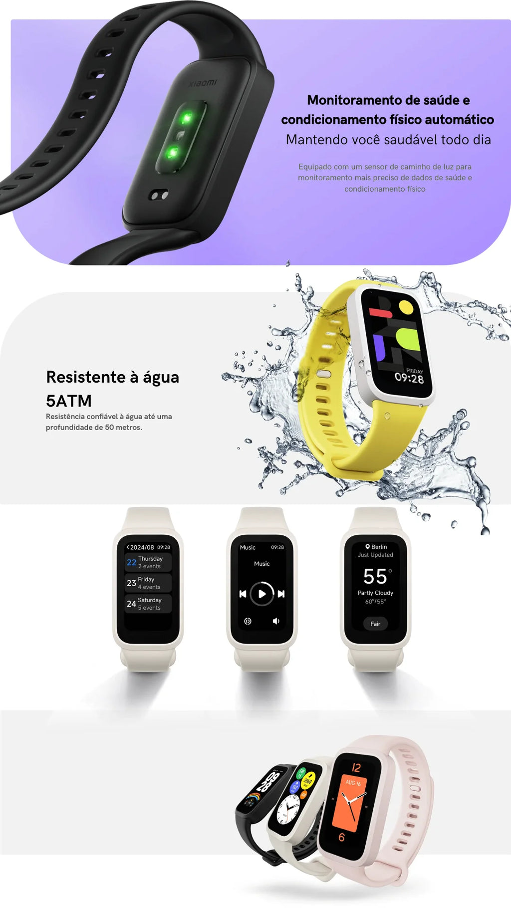 Smartwatch 9 Active – Monitoramento Saúde, Bluetooth 5.3 e Resistência 5ATM