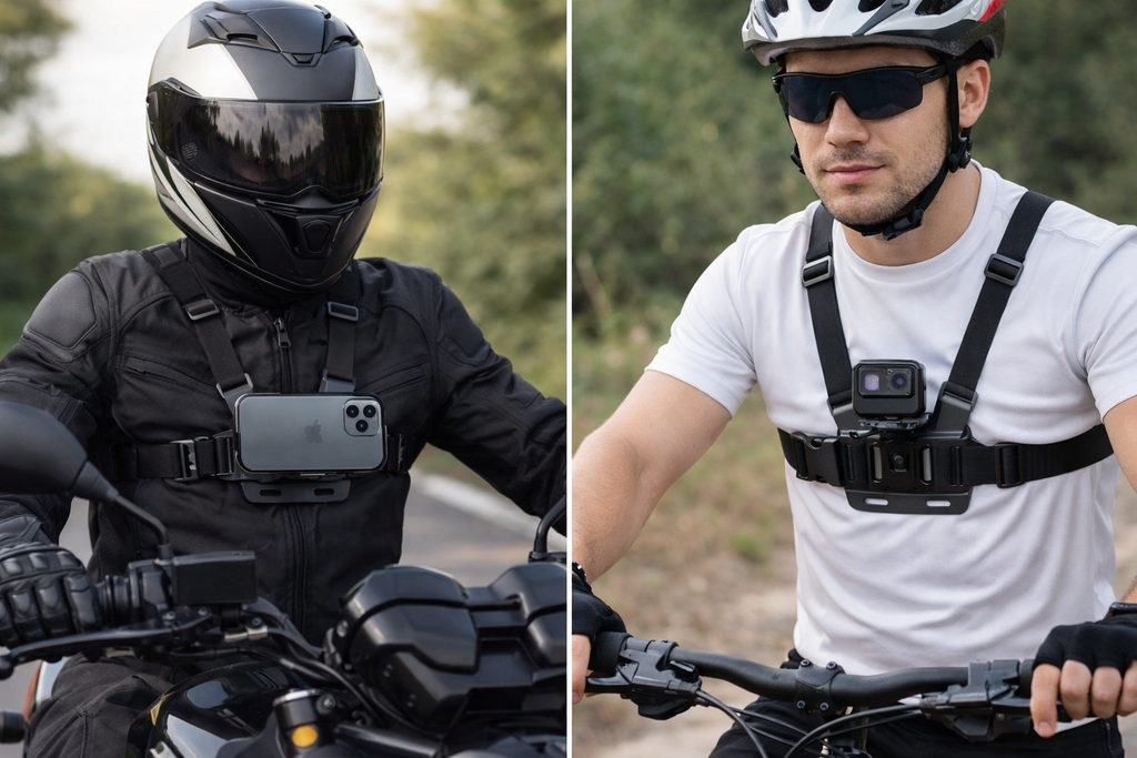 Suporte Peitoral Ajustável para Celular e GoPro para Moto e Bicicleta