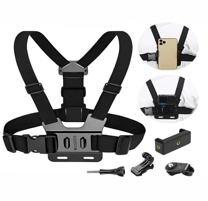 Suporte Peitoral Ajustável para Celular e GoPro para Moto e Bicicleta